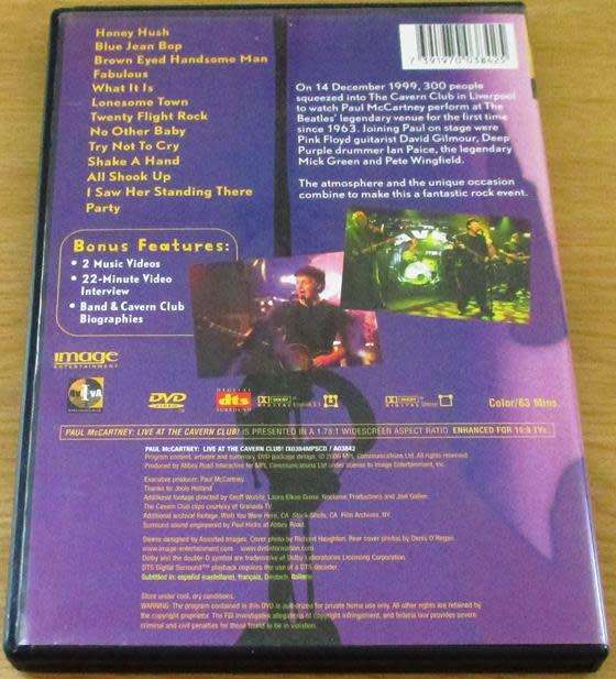PAUL McCartney Live at the Cavern Club DVD