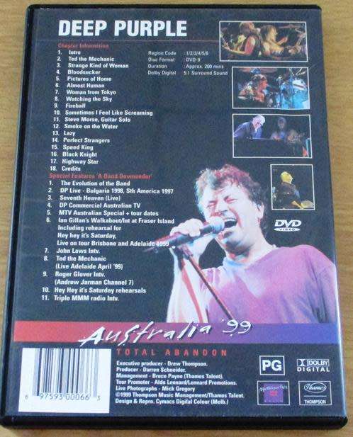 DEEP PURPLE Total Abandon Australia 99 DVD