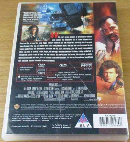 CULT FILM: LETHAL WEAPON DVD [DVD BOX 6]