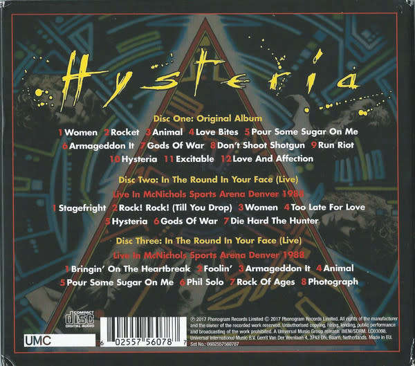 DEF LEPPARD Hysteria Remastered Expanded Deluxe Edition 3xCD Digipak