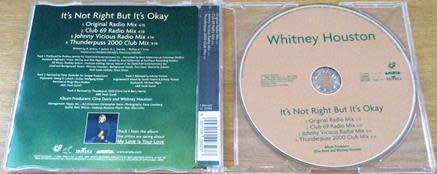 WHITNEY HOUSTON It`s not Right But It`s Okay  CD Single South African Release