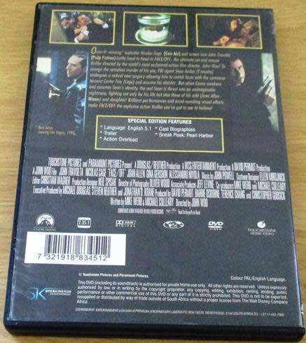 CULT FILM: FACE/OFF Travolta Cage DVD [DVD BOX 1]