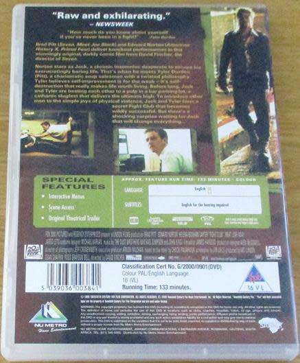 CULT FILM: FIGHT CLUB Brad Pitt Edward Norton DVD [DVD BOX 4]