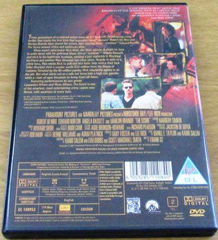CULT FILM: THE SCORE Robert De Niro Edward Norton DVD [DVD BOX 4]
