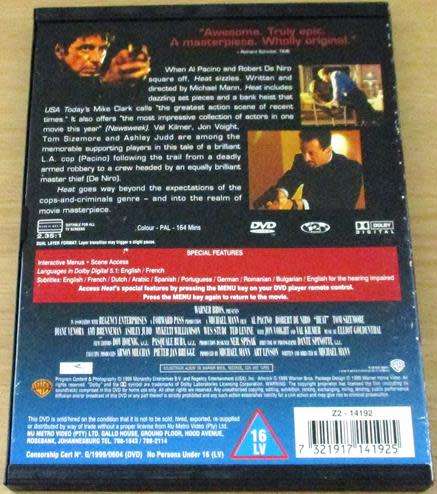 CULT FILM: HEAT Al Pacino Robert De Niro Val Kilmer DVD [DVD BOX 5]