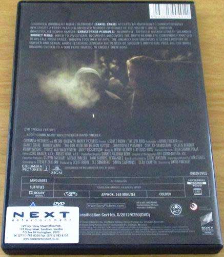 CULT FILM: THE GIRL WITH THE DRAGON TATTOO Daniel Craig DVD [BBOX 6]