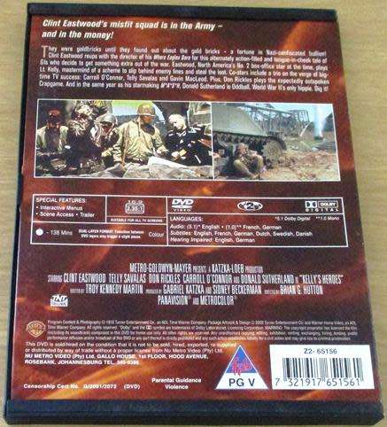 CULT FILM: KELLY`S HEROES Clint Eastwood Donald Sutherland DVD [BBOX 6]