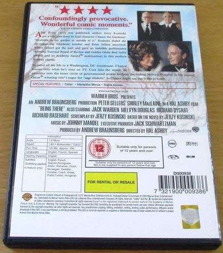CULT FILM: BEING THERE Peter Sellers Shirley MacLaine DVD [BBOX 6]