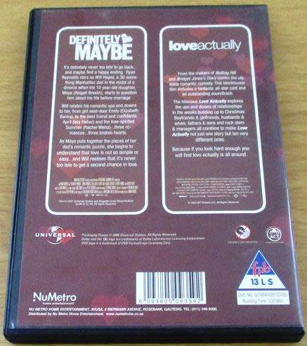 CULT FILM: DEFINATELY MAYBE / LOVE ACTUALLY 2xDVD [BBOX 7]