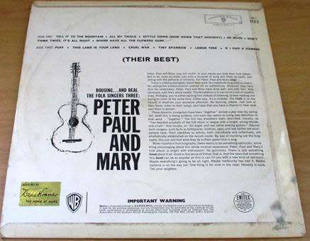 PETER PAUL AND MARY Their Best LP VINYL Record