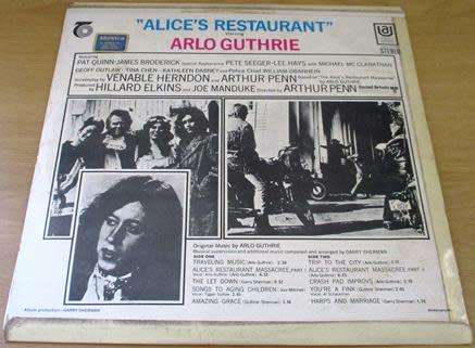 ARLO GUTHRIE Alice`s Restaurant LP VINYL Record