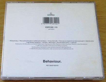PET SHOP BOYS Behaviour IMPORT CD