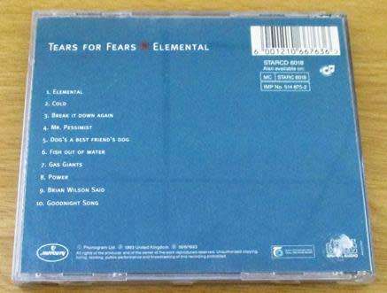 TEARS FOR Elemental South African Release CD