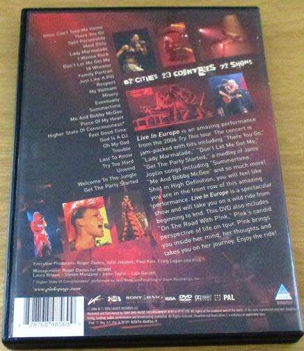 PINK Live in Europe DVD