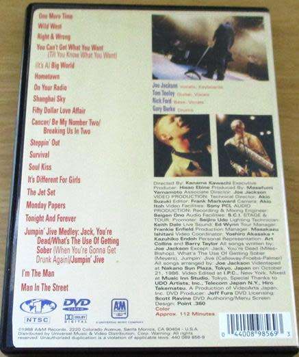 JOE JACKSON Live in Tokyo DVD