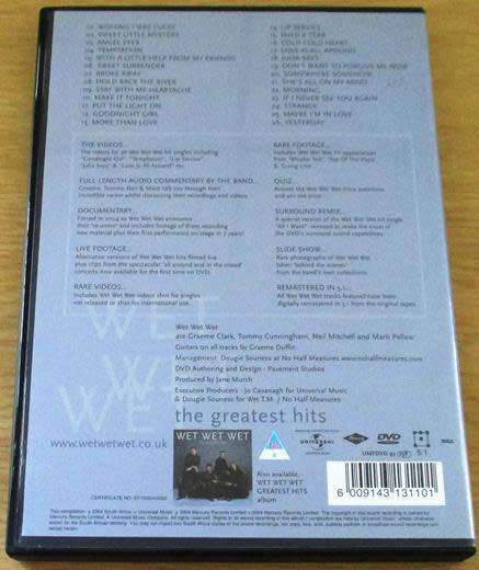 WET WET WET The Greatest Hits and More DVD