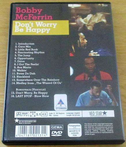 BOBBY McFERRIN Don`t Worry Be Happy DVD