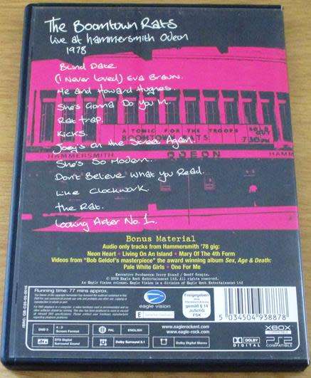 THE BOOMTOWN RATS Live at Hammersmith Odeon 1978 DVD