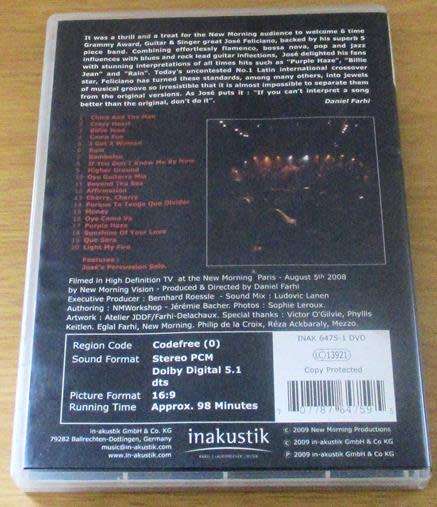 JOSE FELICIANO BAND The Paris Concert DVD
