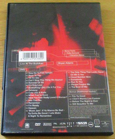 BRYAN ADAMS Live at Budokan Japan 2000 DVD