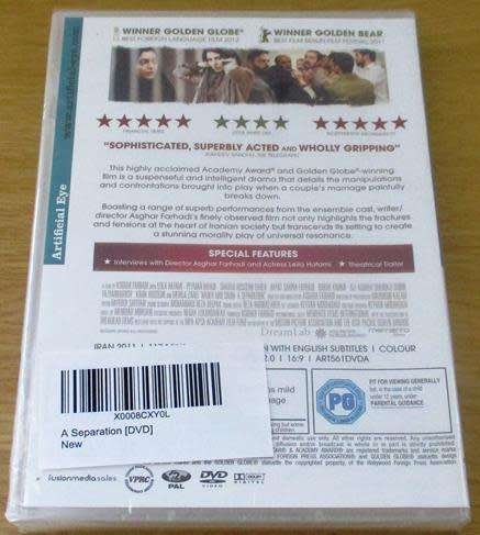 Cult Film: A Separation DVD (Artificial Eye) [BBox 11] Farsi with English Subtitles