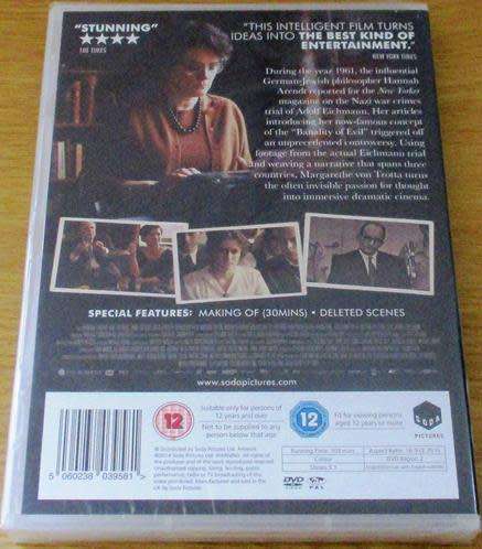 Cult Film: Hannah Arendt DVD [BBox 12] German English with English Subtitles