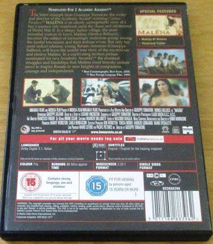 Cult Film: Malena DVD [BBox 12] Italian with English Subtitles