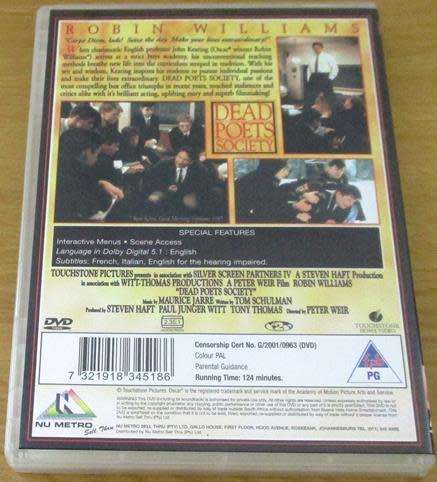 Cult Film: Dead Poet`s Society DVD Robin Williams [BBOX 13]