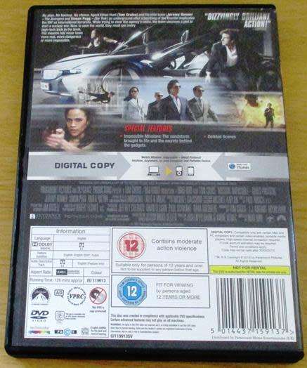 Cult Film: Mission Impossible Ghost Protocol DVD Tom Cruise [BBOX 13]