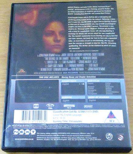 Cult Film: The Silence of the Lambs DVD Jodie Foster Anthony Hopkins [BBOX 14]