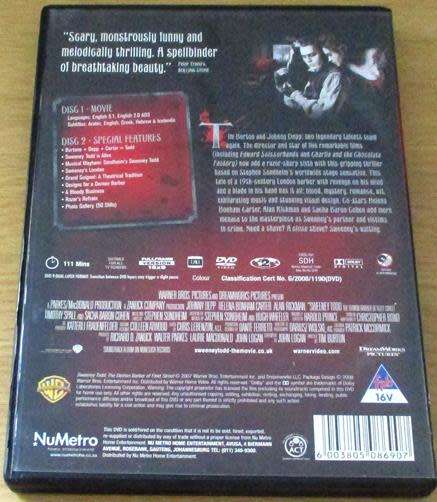 Cult Film: Sweeney Todd DVD Johnny Depp [BBOX 14]