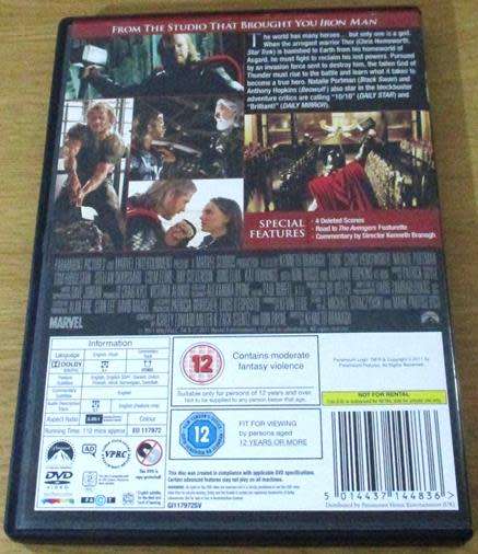 Cult Film: Thor DVD Liam Hemsworth [BBOX 14]