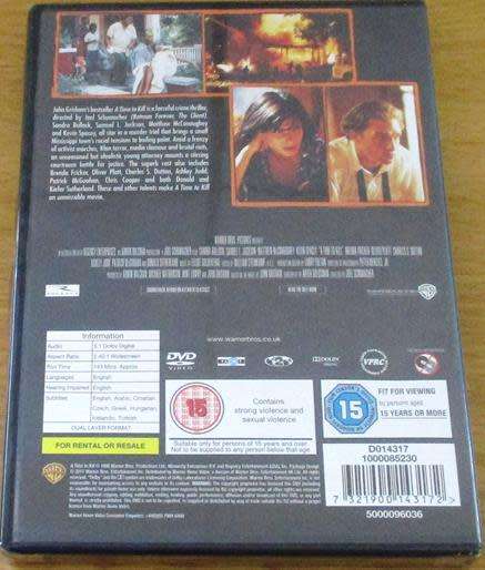 Cult Film: Time to Kill DVD Sandra Bullock Samuel L Jackson Matthew McConaughey [BBOX 14]