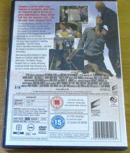 Cult Film: Suspect Zero DVD Aaron Eckhart [BBOX 14]