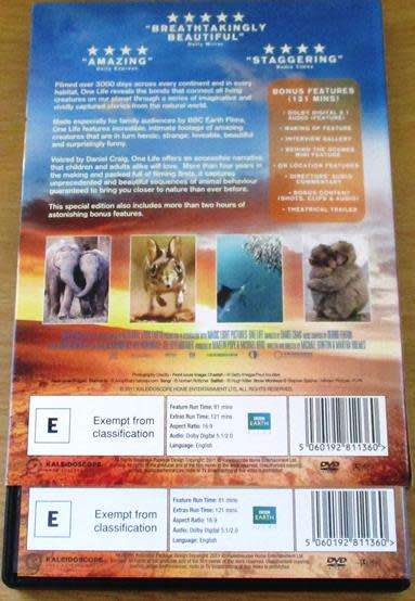 One Life BBC Earth Films narrated by Daniel Craig DVD Animals [BBOX 12]