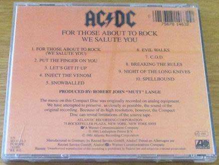 AC/DC For Those About to Rock We Salute You CD