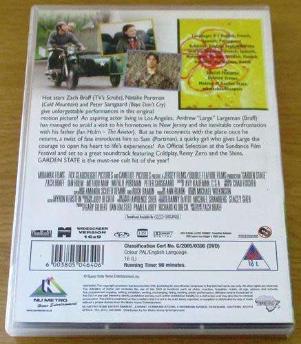 CULT FILM: GARDEN STATE DVD Natalie Portman [BBOX 13]