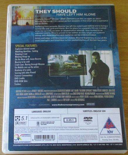 CULT FILM: THE BOURNE SUPREMACY DVD Matt Damon [BBOX 12]