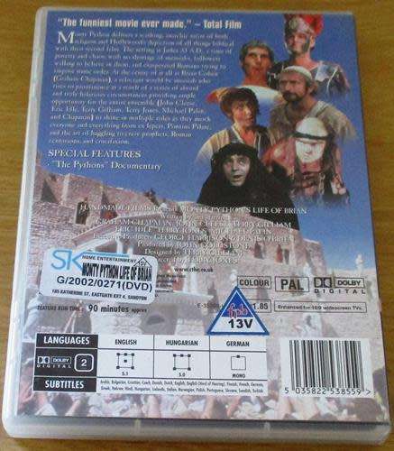 CULT FILM: MONTY PYTHON`S LIFE OF BRIAN DVD  [BBOX 12]