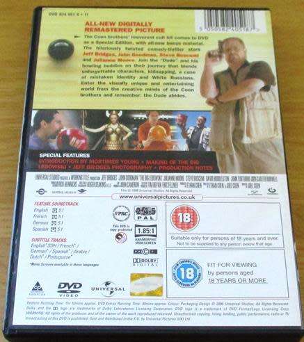 CULT FILM: THE BIG LEBOWSKI DVD Jeff Bridges  [BBOX 10]