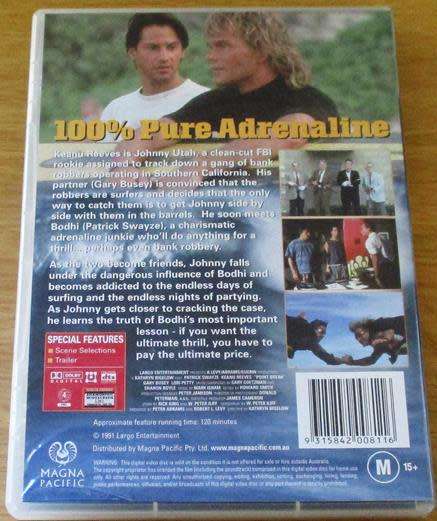 CULT FILM: POINT BREAK DVD Patrick Swayze Keanu Reeves [BBOX 10]