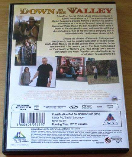 CULT FILM: DOWN IN THE VALLEY DVD Edward Norton [BBOX 10]