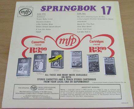 SPRINGBOK HIT PARADE 17 LP VINYL record [H]