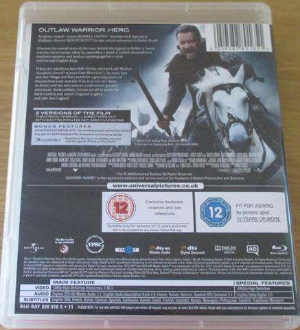 ROBIN HOOD Director`s Cut Russell Crowe Cate Blanchett BLU RAY