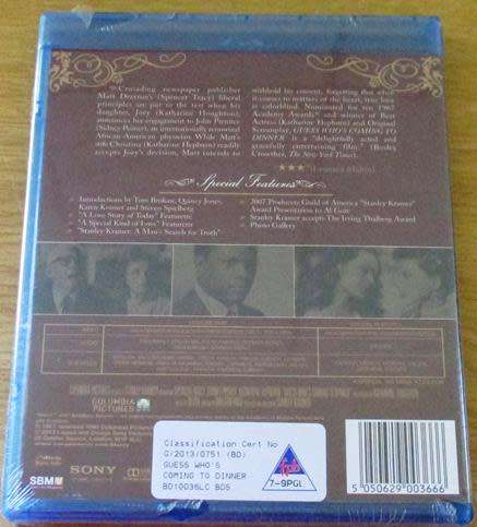 GUESS WHOS COMING TO DINNER BLU RAY [Shelf H]