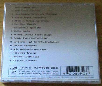 Joburg 16 hits from the city of Gold  CD [Shelf V x 3]
