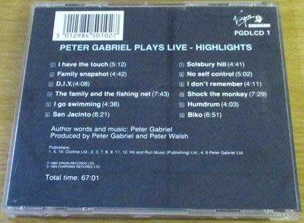 PETER GABRIEL Plays Live CD [Shelf Z x 8]