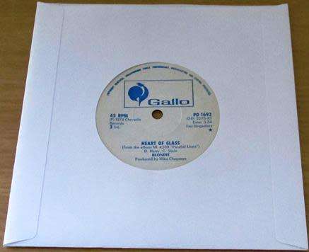 BLONDIE Heart of Glass ZIMBABWEAN 7` Single VINYL Record ZIMBABWE PRESSING