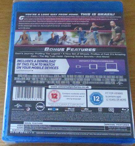 FAST & FURIOUS 5 BLU RAY [Shelf H]