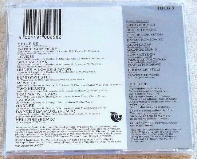 MANGO GROOVE Mango Groove CD Cat# TUCD3